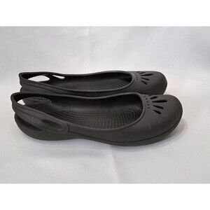 Crocs Flats Women's 10 Kadee Slip On Ballet Work Solid Black Comfort Shoe
